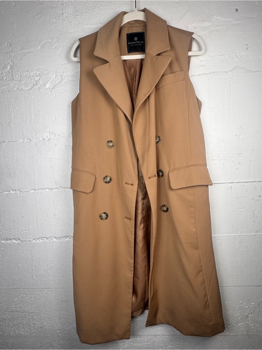 Bagatelle Collection Sand Lined Double Breasted Coat Vest
